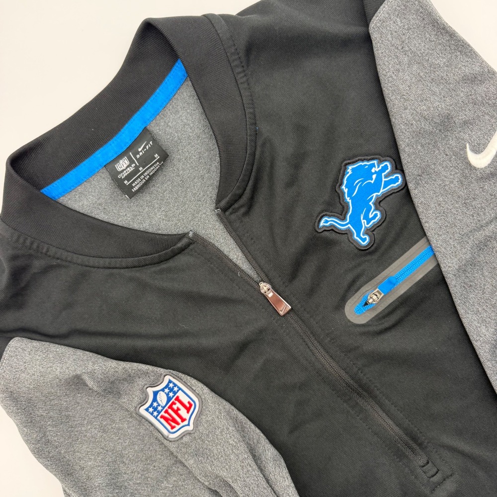 Nike NFL Detroit Lions Dri-FIT Quarter Zip Pullover Jacket Mens Medium Black